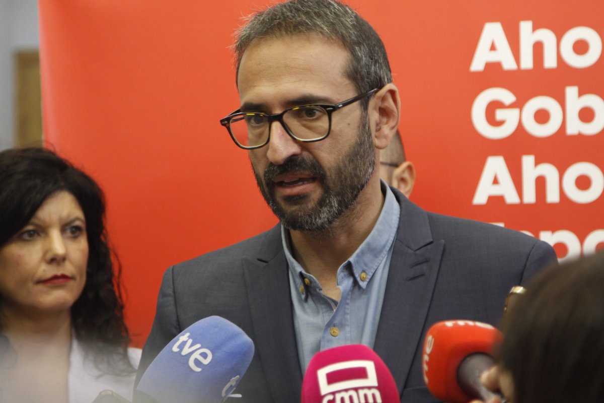 Sergio Gutiérrez, durante la reciente reunión del Grupo Parlamentario del PSOE en las Cortes de CLM con el Grupo Municipal de Albacete.