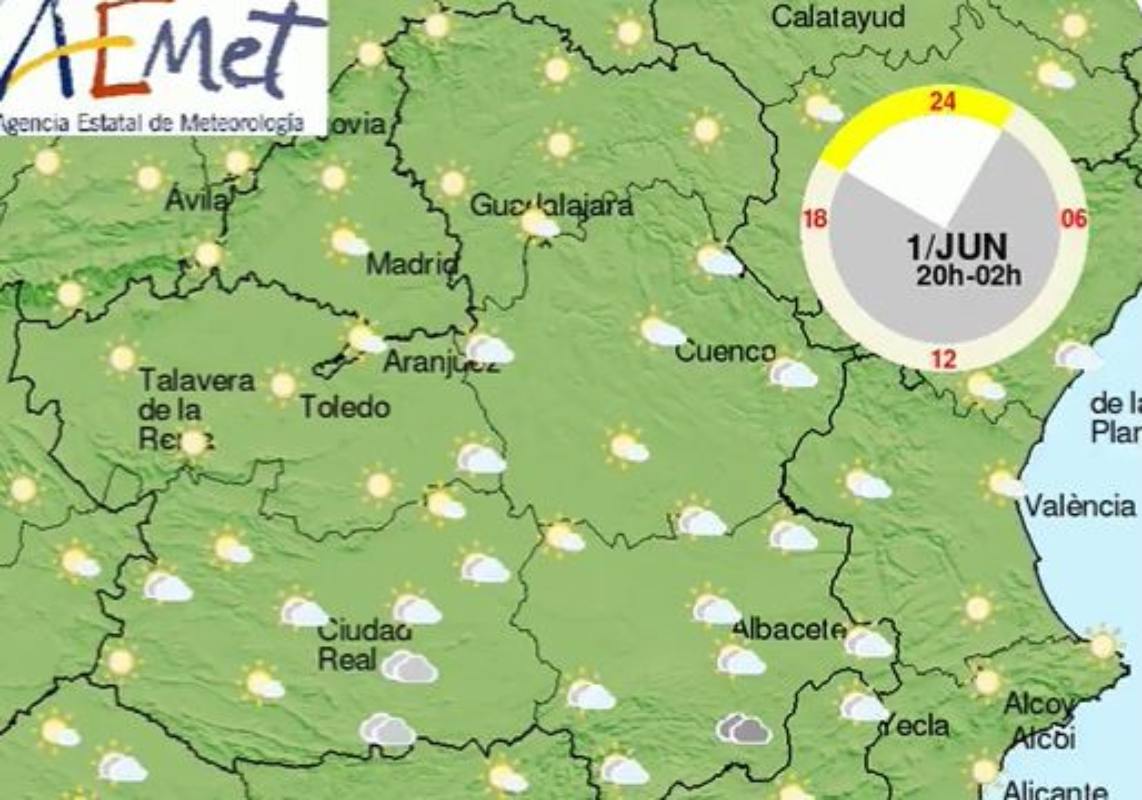 El tiempo del sábado en CLM: pocas nubes y algo mas de fresco.