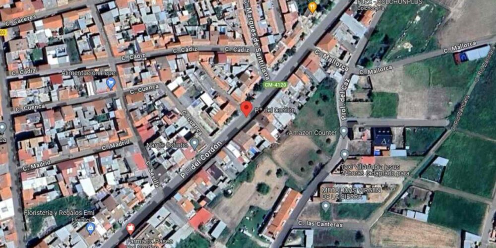 Accidente fatal de tráfico de un motorista en el Paseo del Cordón de Villarrubia de los Ojos. Imagen: Google Maps.
