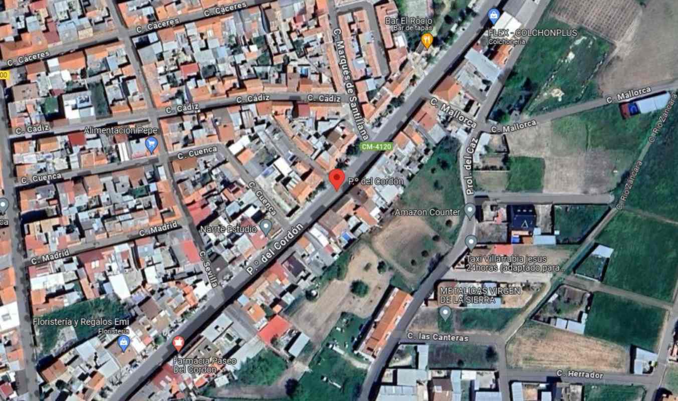 Accidente fatal de tráfico de un motorista en el Paseo del Cordón de Villarrubia de los Ojos. Imagen: Google Maps.
