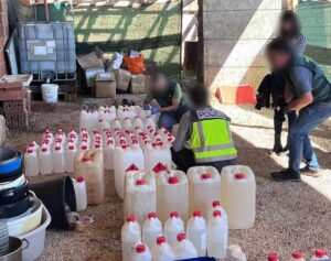 Los agentes durante el desmantelamiento de uno de los laboratorios de la organización