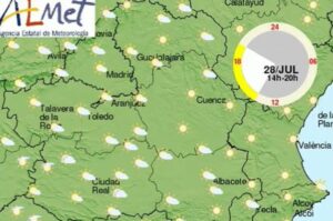 Como se aprecia en la imagen, habrá algunas nubes este domingo en CLM.