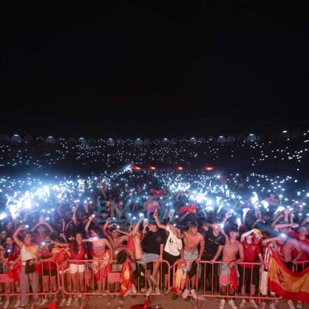 Castilla-La Mancha se volcó con la final de la Eurocopa, ganada por la Selección Española. En la imagen, la Plaza de Toros de Toledo. Foto: Rebeca Arango.