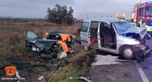 Aparatoso accidente en el término de Villaseca. Foto: Cpeis Toledo.