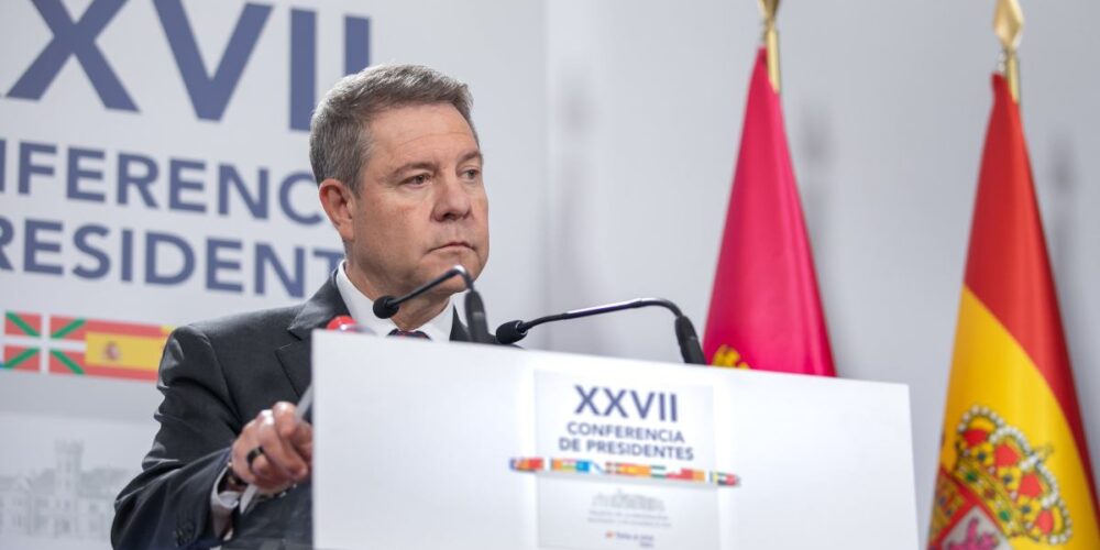 Emiliano García-Page, durante su discurso posterior a la Conferencia de Presidentes.