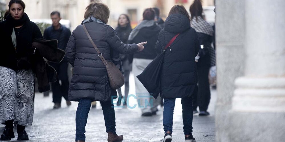 gente, mujeres, turistas, invierno