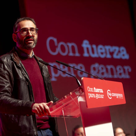 Sergio Gutiérrez, durante su intervención en el Congreso del PSOE de Toledo. Foto: Rebeca Arango.