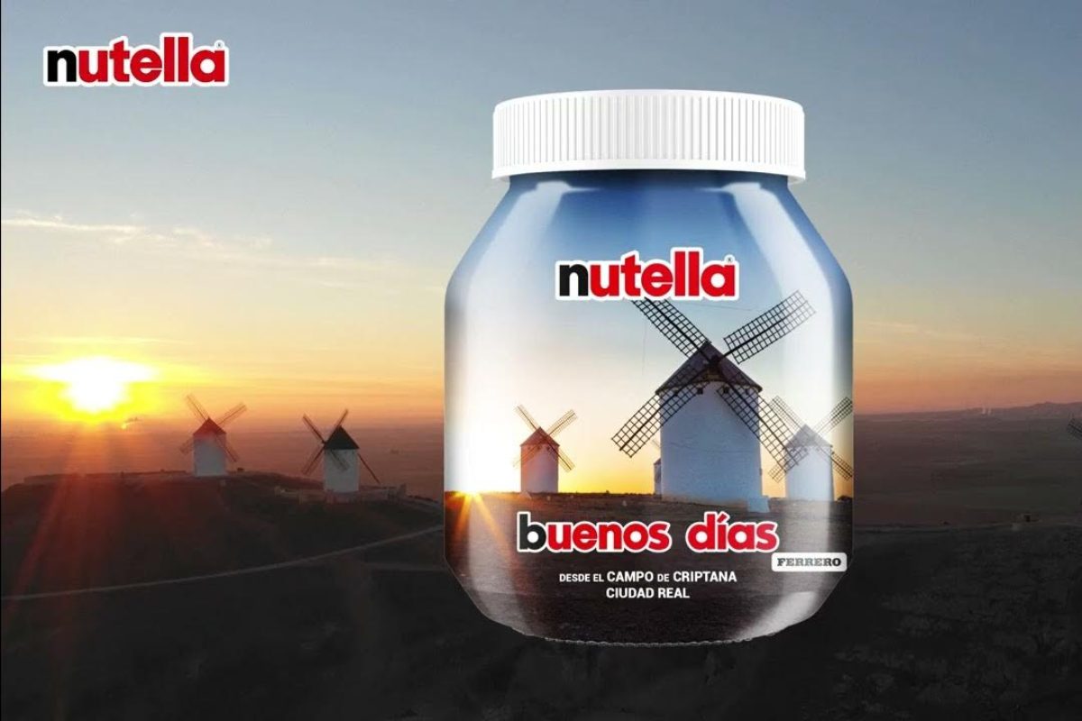 Tarro de Nutella con la imagen de los molinos de Criptana