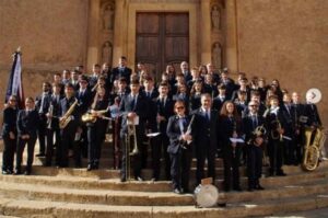 Imagen de la banda de Unión Musical 'Santa Cecilia', en Hellín.