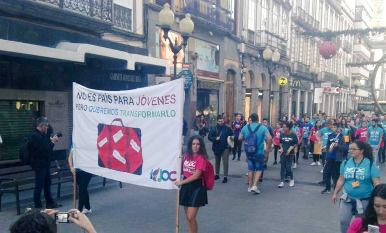 Imagen de archivo de una manifestación de la JOC años atrás.