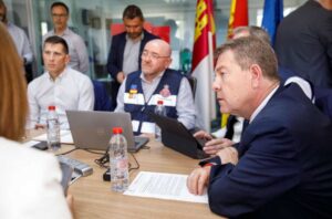 Emiliano García-Page, durante su reunión de la dirección del Cecop.