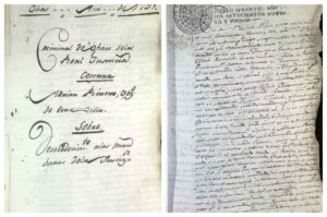 Imagen del documento sobre la procesión de Olías del Rey que se conserva en el Archivo Provincial de Toledo.