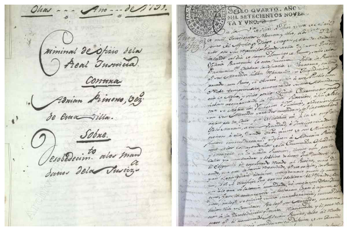 Imagen del documento sobre la procesión de Olías del Rey que se conserva en el Archivo Provincial de Toledo.