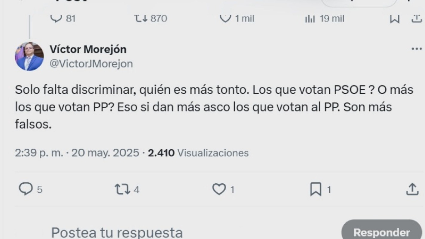 Mensaje de X de Víctor Morejón