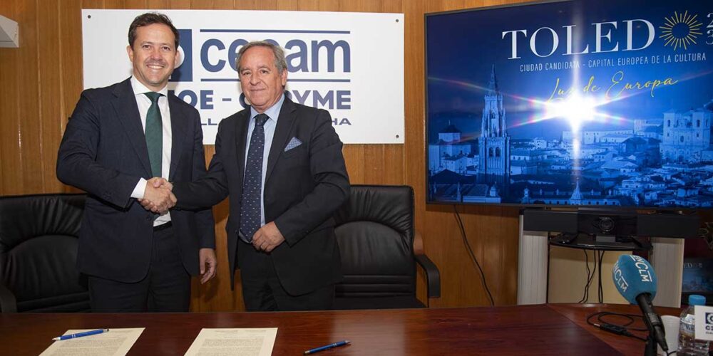 El presidente de los empresarios, Ángel Nicolás, y el alcalde de la ciudad, Carlos Velázquez.