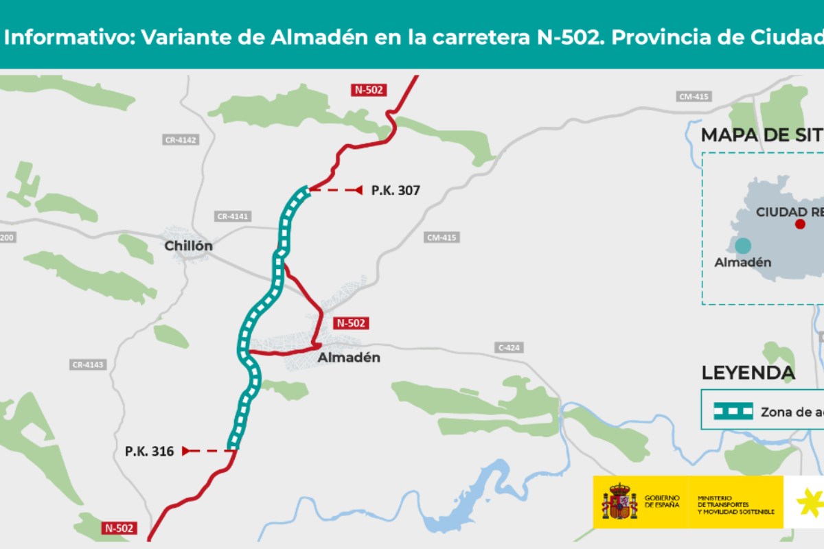 Estudio informativo de la variante de Almadén en la N-502. Foto: Gobierno de España