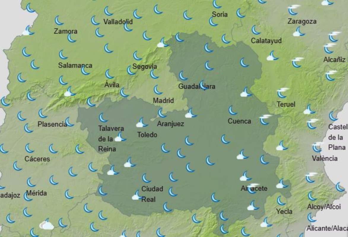 Mapa de la Aemet para el domingo 20 de junio en Castilla-La Mancha.
