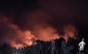 Imagen del incendio de pastos en La Legua.