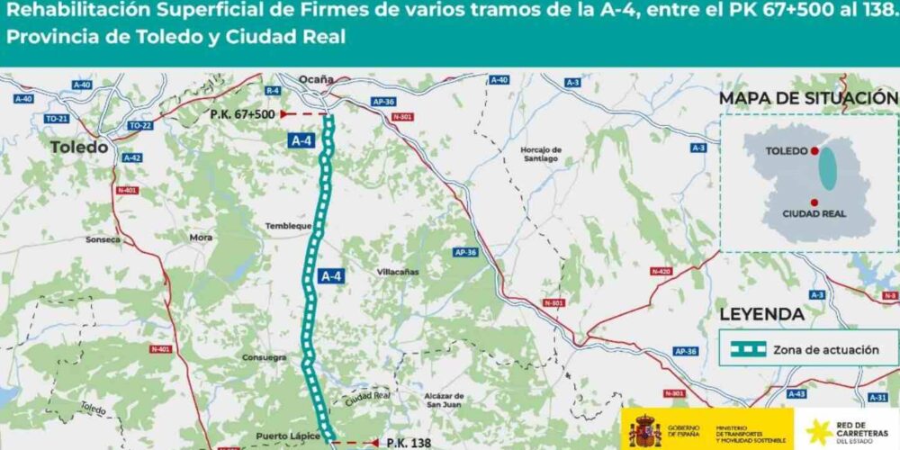 El tramo de la A-4 que será rehabilitado.
