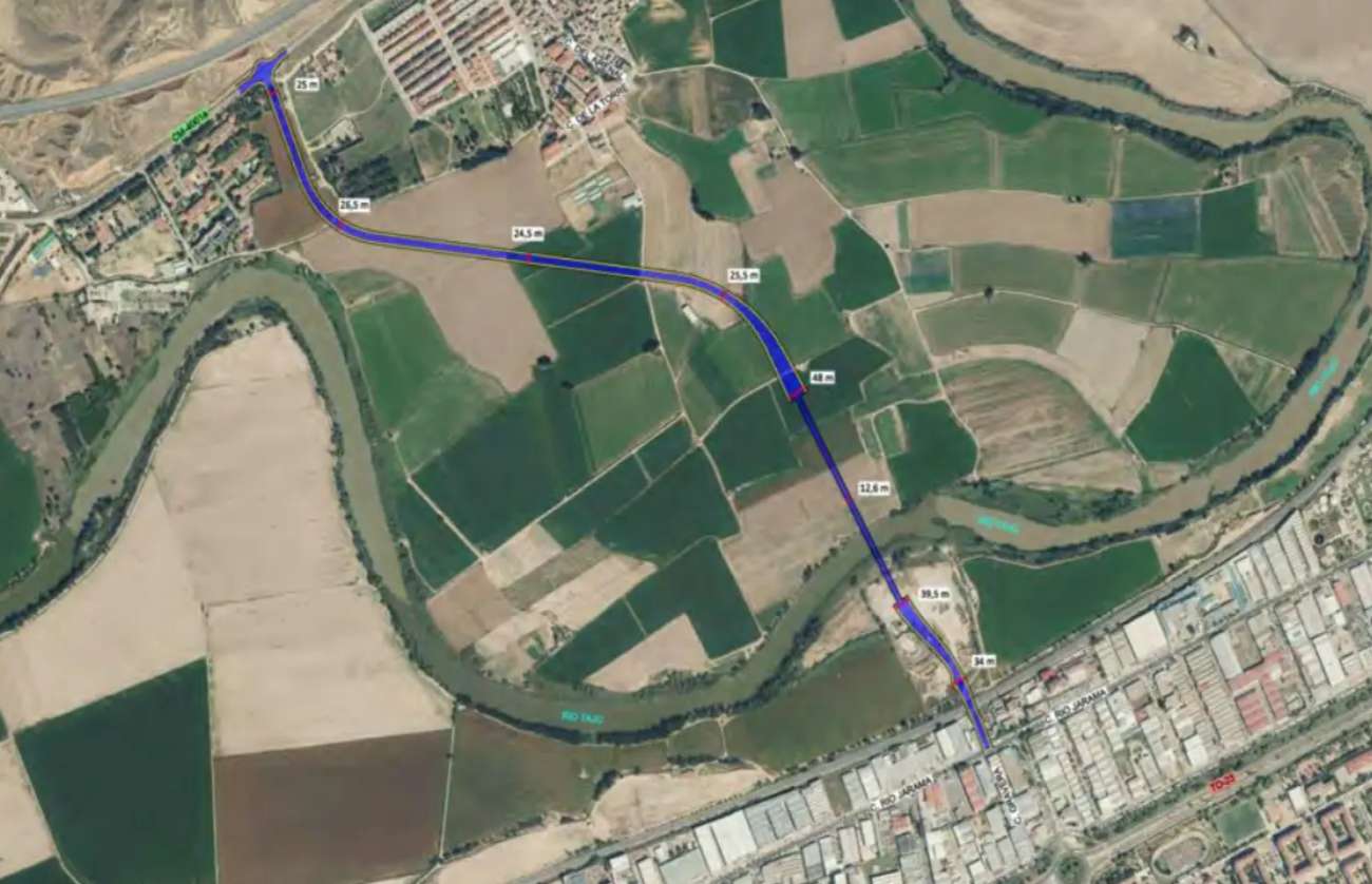 El trazado elegido para el futuro vial Azucaica-Polígono en Toledo.