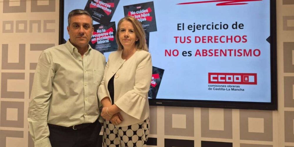 Javier Ortega y Raquel Payo, en la sede de CCOO.
