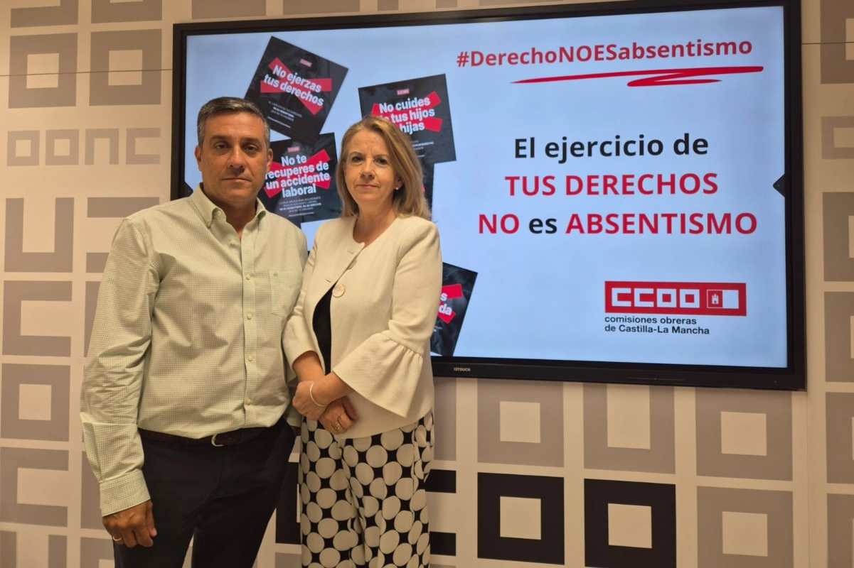Javier Ortega y Raquel Payo, en la sede de CCOO.