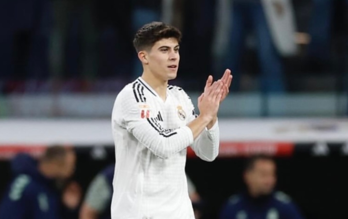 Imagen del debut de Lorenzo Aguado con el Real Madrid en el Santiago Bernabéu