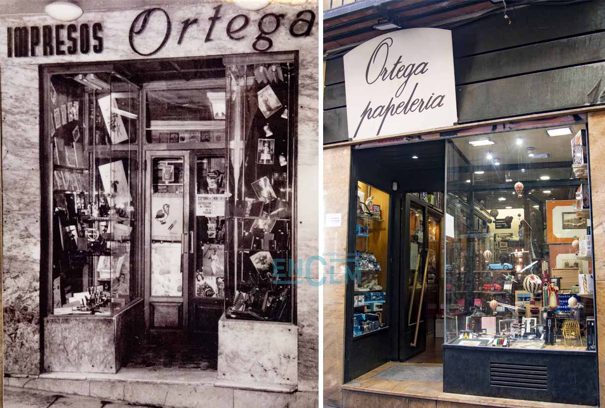 Imagen antigua e imagen actual de Ortega Papelería.