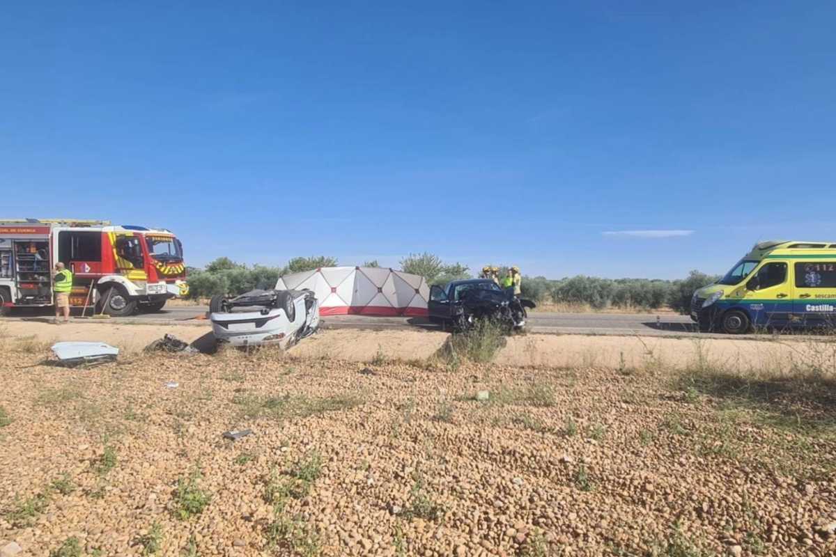 Accidente de tráfico de Sisante (Cuenca). Foto: Bomberos