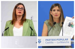La consejera portavoz del Gobierno de Castilla-La Mancha, Esther Padilla, secretaria general del PP regional, Carolina Agudo.
