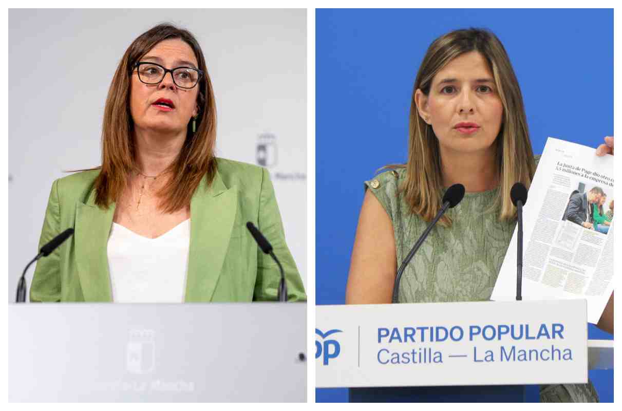 La consejera portavoz del Gobierno de Castilla-La Mancha, Esther Padilla, secretaria general del PP regional, Carolina Agudo.