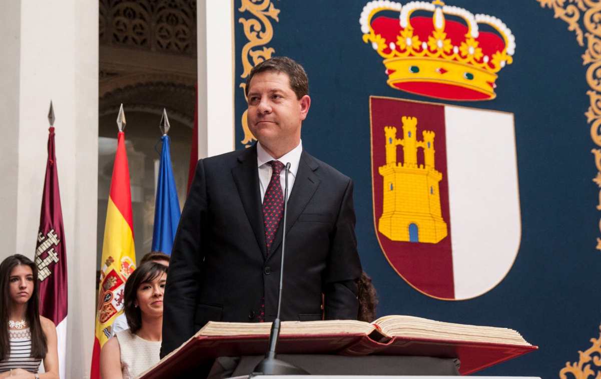 Emiliano García-Page, cuando tomó posesión como presidente de Castilla-La Mancha.