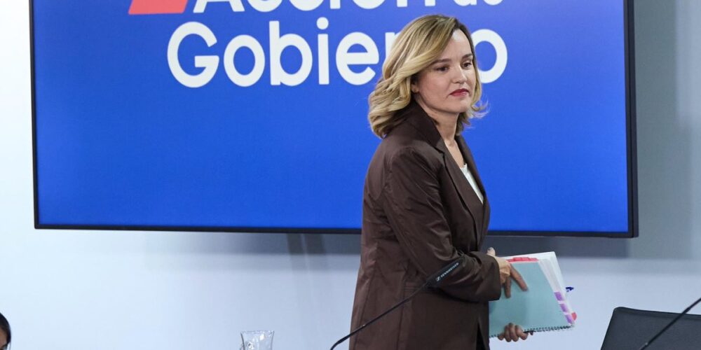 La ministra portavoz, Pilar Alegría, en el Palacio de La Moncloa, en Madrid (España). - Jesús Hellín - Europa Press