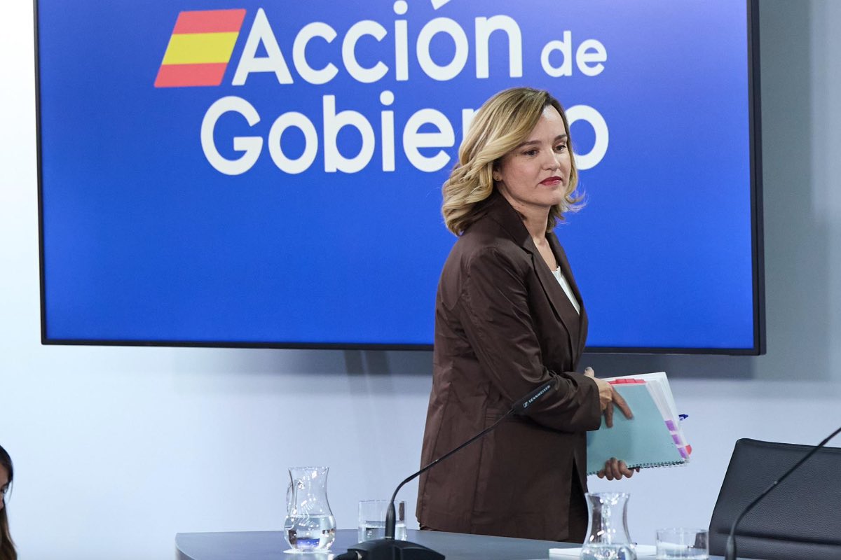 La ministra portavoz, Pilar Alegría, en el Palacio de La Moncloa, en Madrid (España). - Jesús Hellín - Europa Press