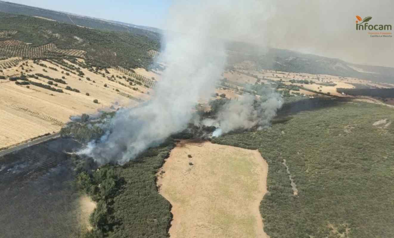 Imagen del incendio en Piedrabuena.