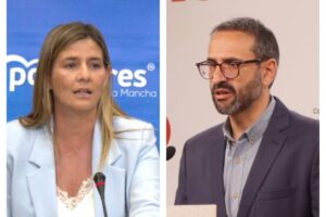 La secretaria del PP en Castilla-La Mancha, Carolina Agudo, y el secretario de Organización del PSOE de C-LM, Sergio Gutiérrez.