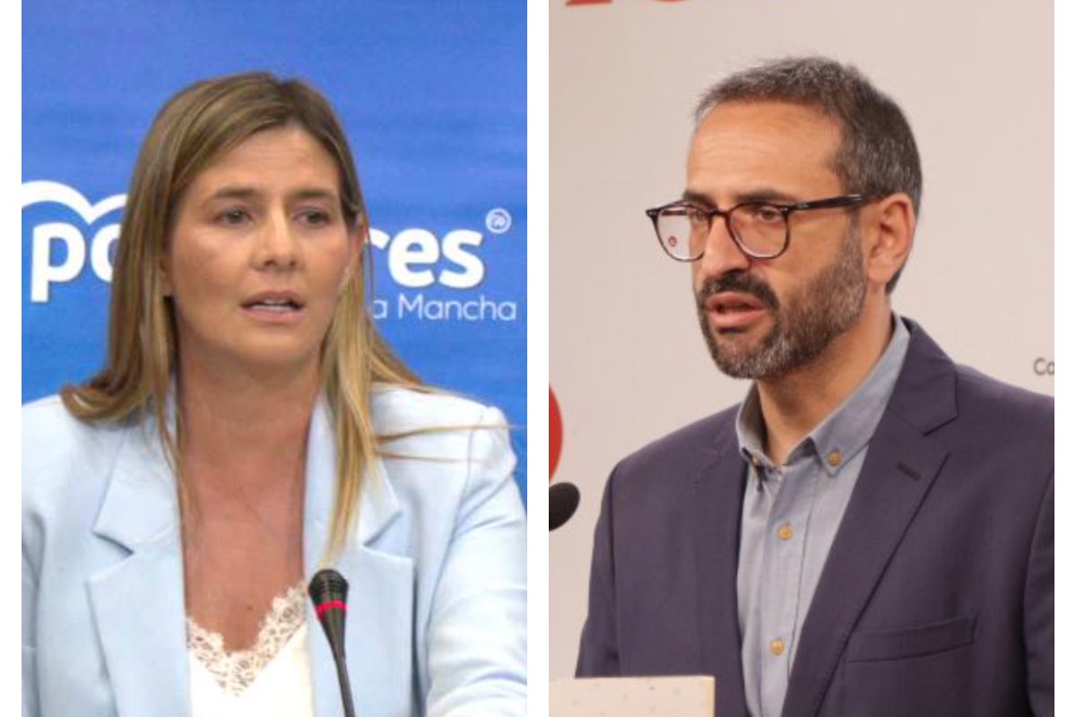 La secretaria del PP en Castilla-La Mancha, Carolina Agudo, y el secretario de Organización del PSOE de C-LM, Sergio Gutiérrez.