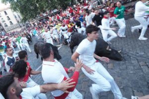 Séptimo encierro de los Sanfermines. Foto: Eduardo Sanz.