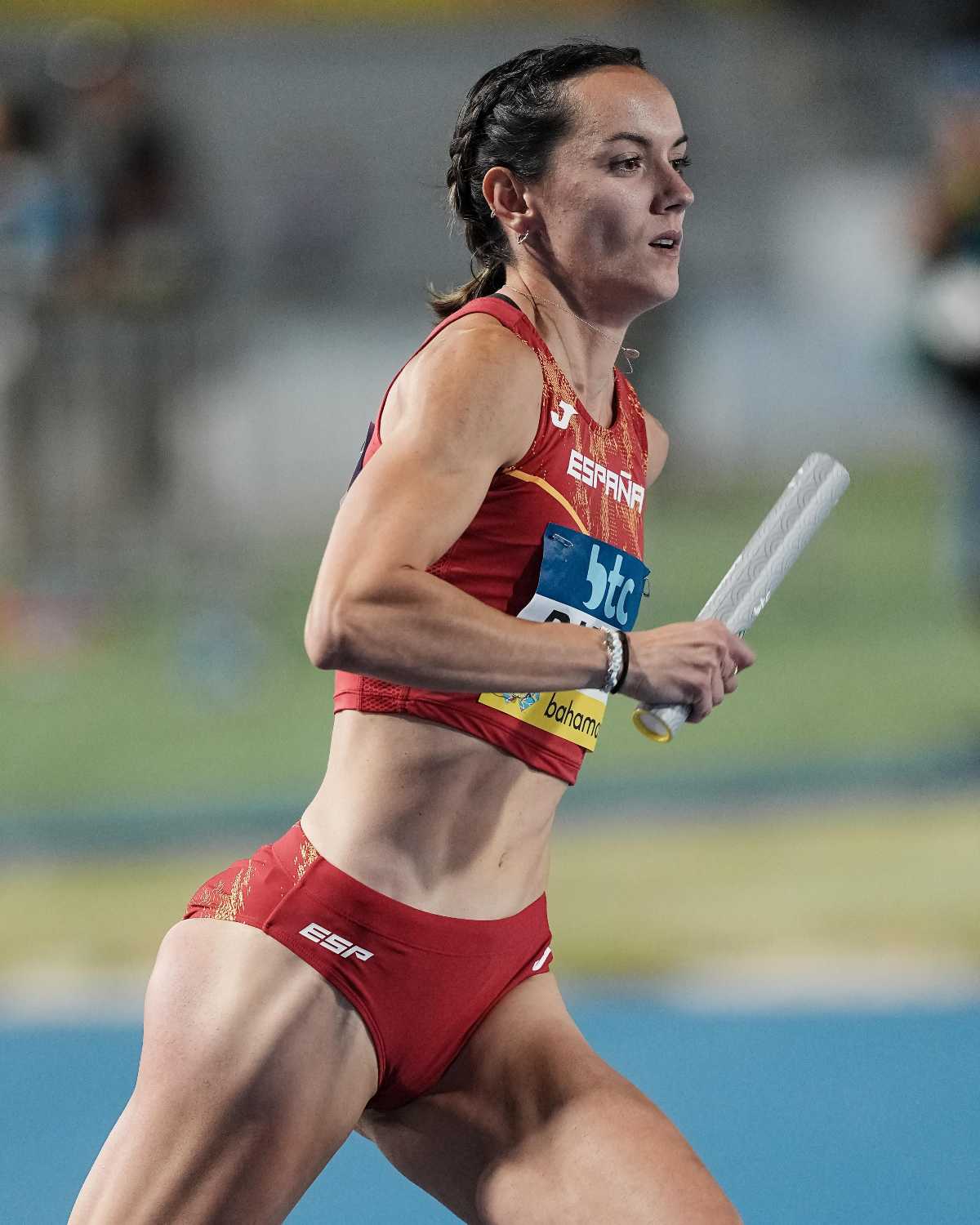 Herminia Parra durante una competición con el equipo nacional