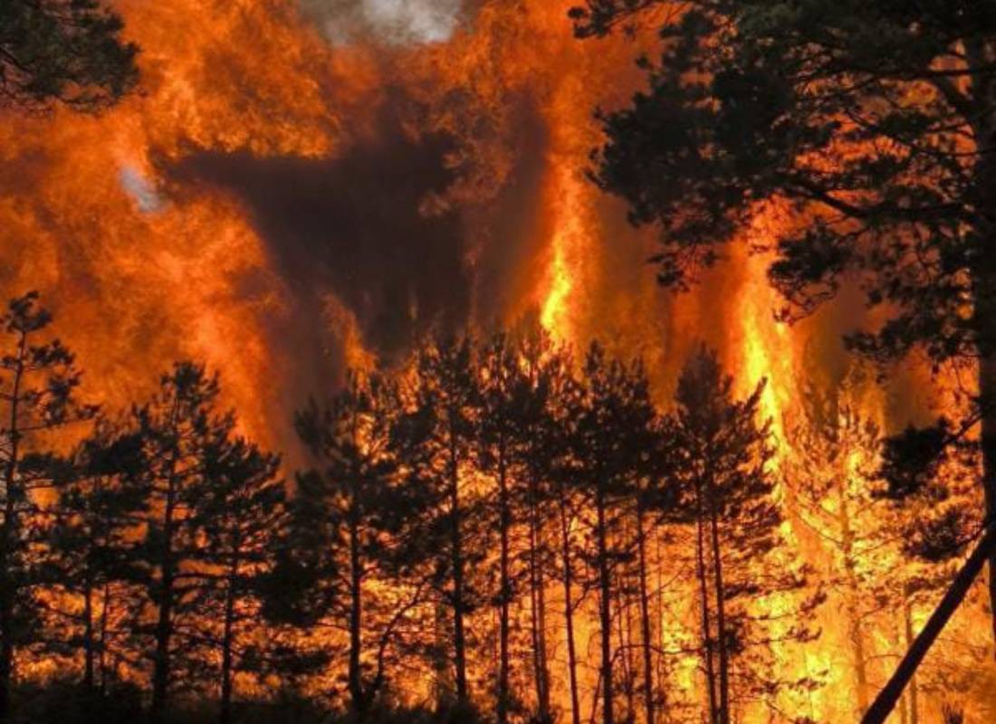 Imagen del incendio en La Huerce, en la Sierra Norte de Guadalajara.