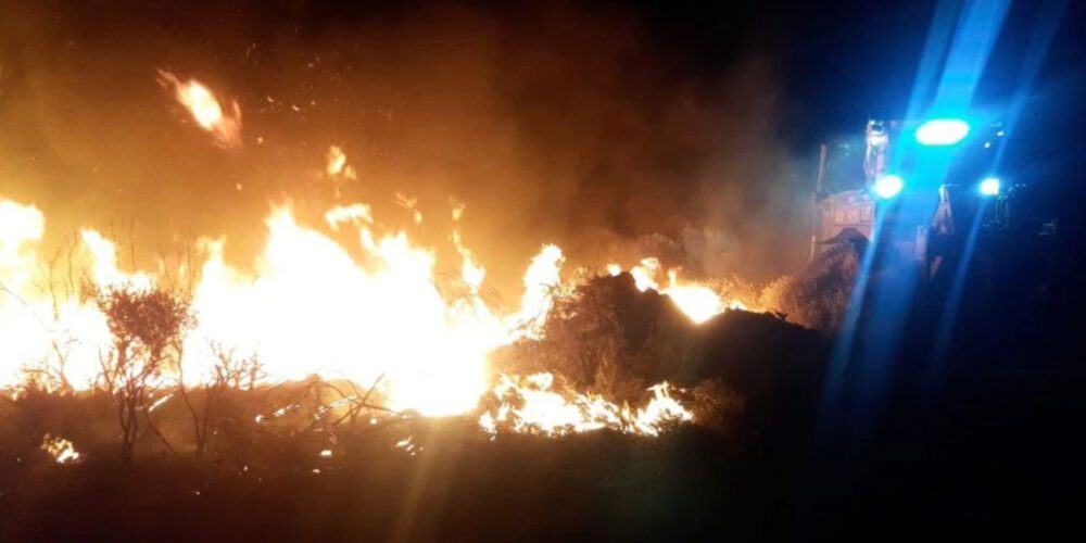 Labores de extinción en el incendio forestal de Navalmoralejo (Toledo).