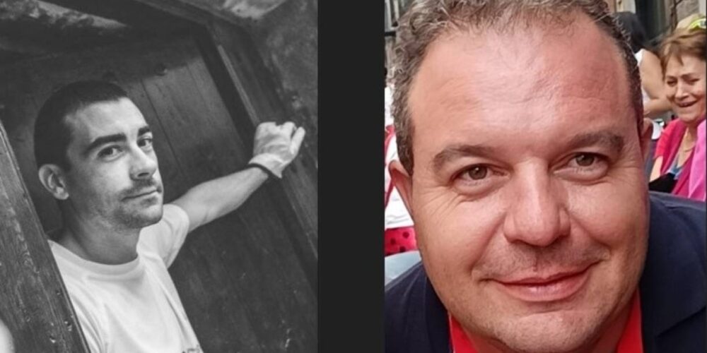 Adrián Rodríguez (izquierda) y Diego Escudero, orgullosos por la fiesta de San Mateo.