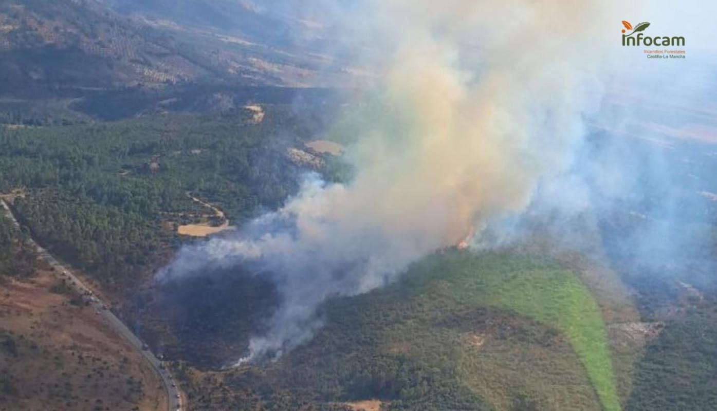 Detalle del incendio de Salobre a media tarde.