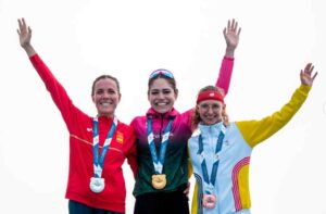 La toledana María Varo en el podio de los World Games, en China.