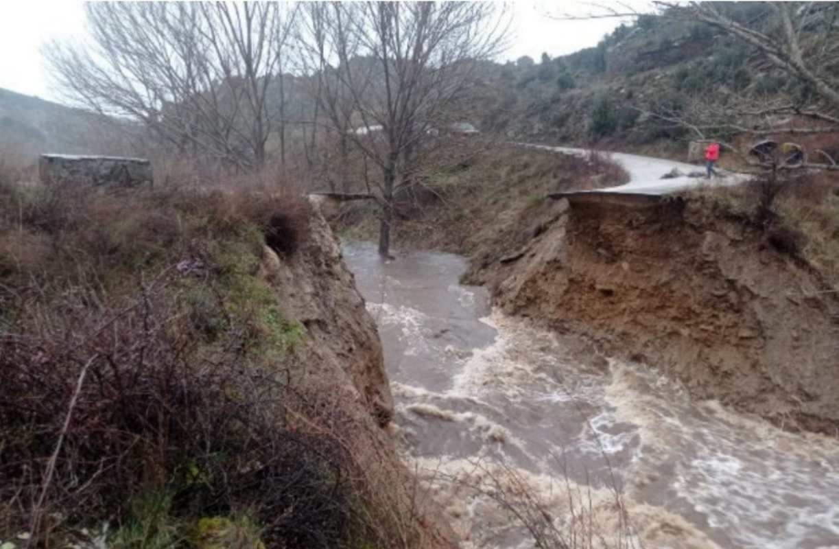 Imagen del puente destruido por una riada en Zarzuela de Jadraque.