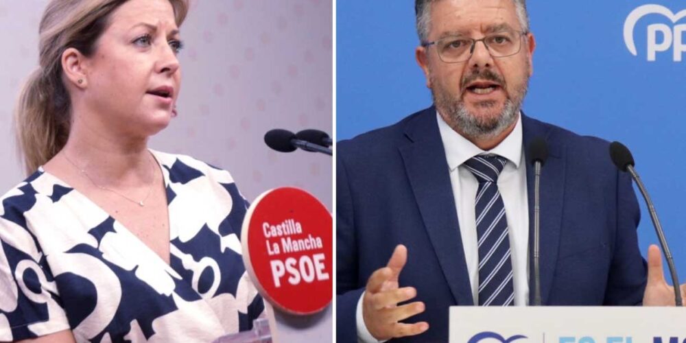 La portavoz de los socialistas en las Cortes regionales, Ana Isabel Abengózar, y el diputado del PP Juan Antonio Moreno