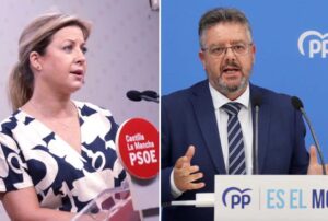 La portavoz de los socialistas en las Cortes regionales, Ana Isabel Abengózar, y el diputado del PP Juan Antonio Moreno