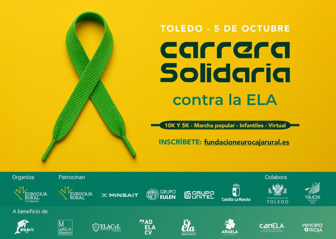 Cartel de la Carrera Solidaria contra la ELA de la Fundación Eurocaja Rural.
