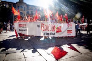 Manifestación por la reducción de la jornada laboral en Toledo.