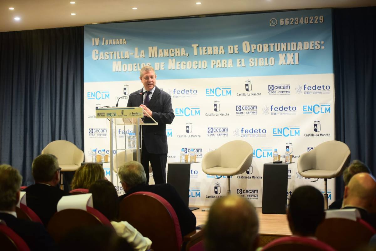 El presidente Emiliano García-Page en la IV Jornada `Tierra de oportunidades', organizada por ENCLM